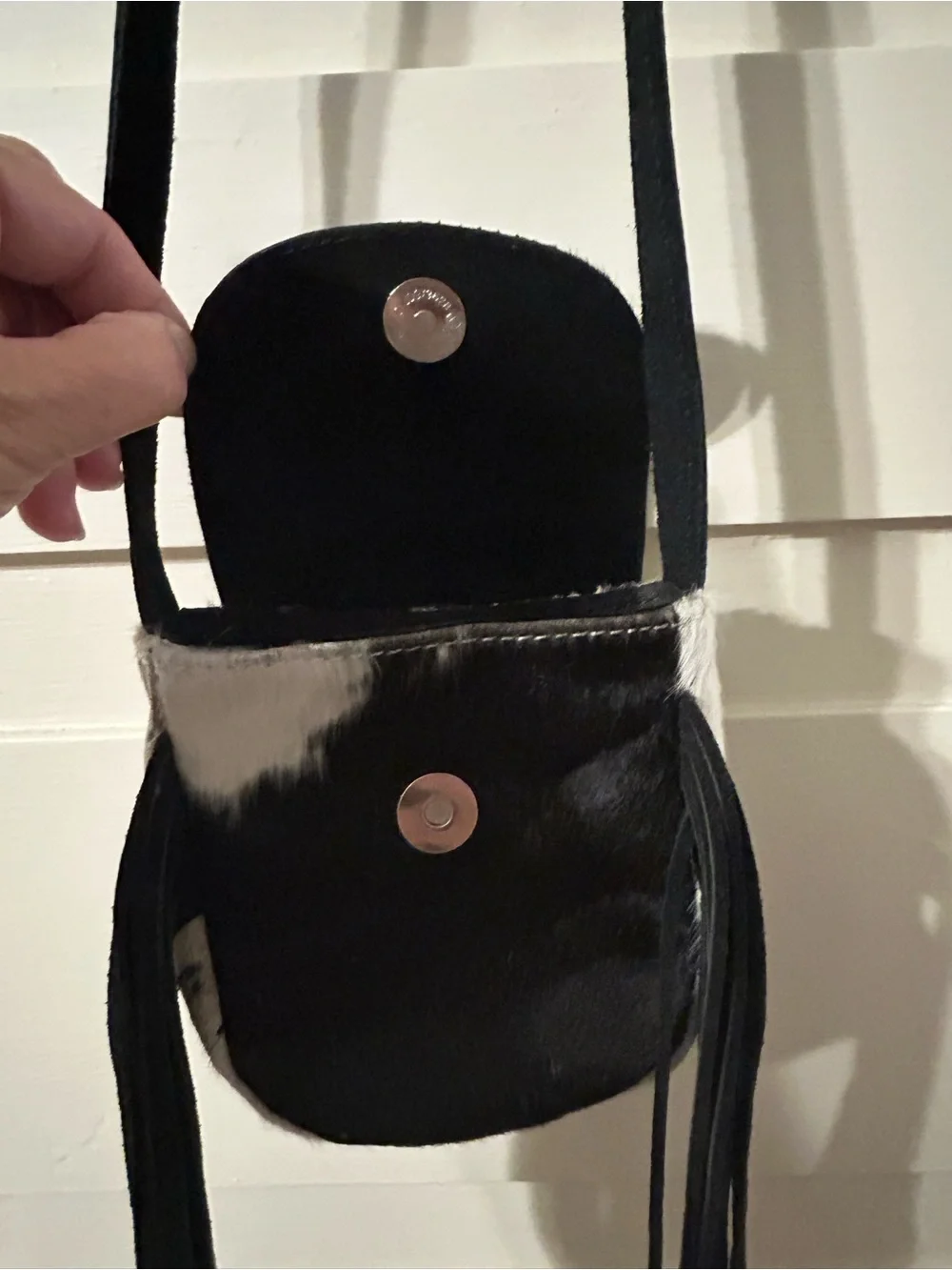 Rafter T Ranch Co Black and White Fringe Crossbody Bag - Childs shoulder bag